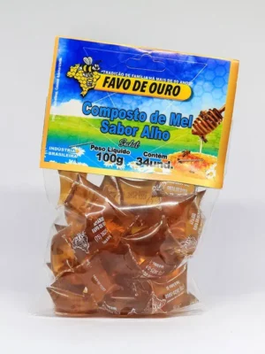 Comprar Pacote Composto de Mel Sabor Alho em Sachê 100g - Apiário Favo de Ouro