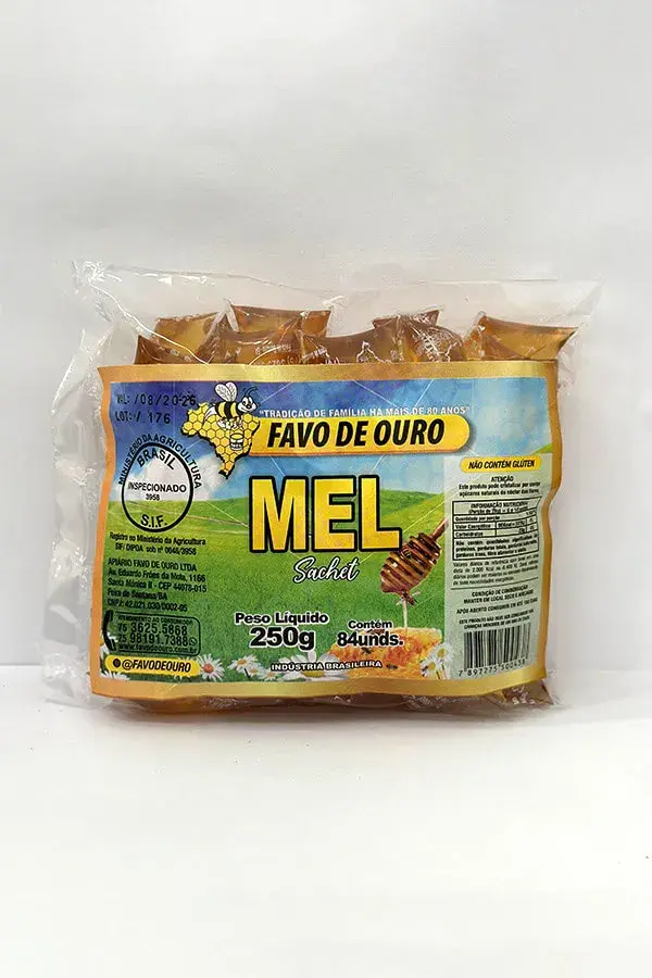 Comprar Pacote de Mel em Sachet - 250g - Apiário Favo de Ouro